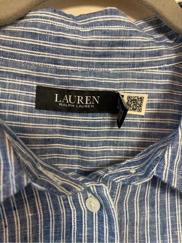 NWT Ralph Lauren Women’s Shirt Relaxed Fit Pinstripe 100% Linen Pinstripe Button - Image 5