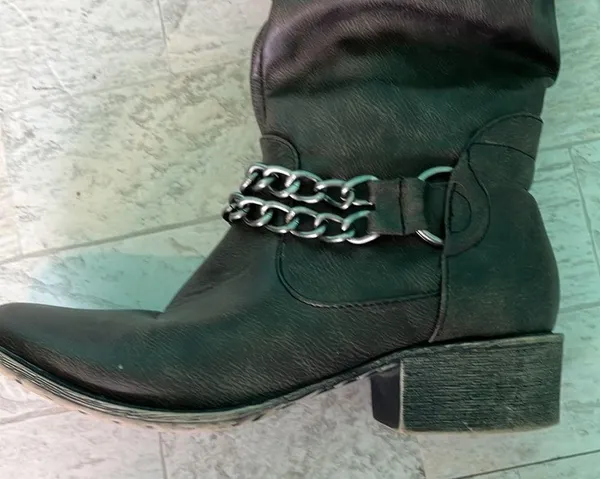 Shoedazzle, brand Brown boots with golden chain decor…. - Image 4