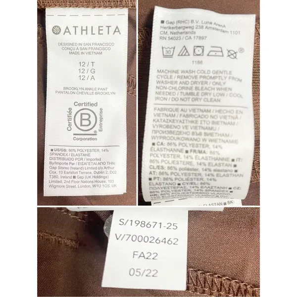 NWT Athleta Brooklyn Ankle Pant 12 Tall Mahogany Brown Travel Stretch Tapered - Image 10