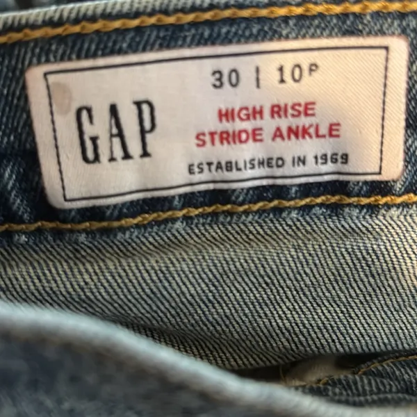Gap High Rise Stride Wide-Leg Ankle Jeans Sz 30/10P Medium Indigo Wash Cotton - Image 6