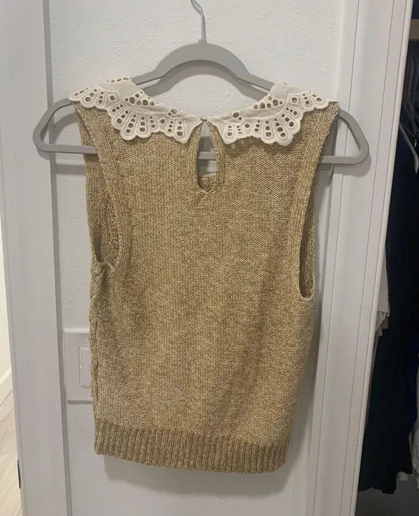 Anthropologie Sweater Tank With Collar - Image 3