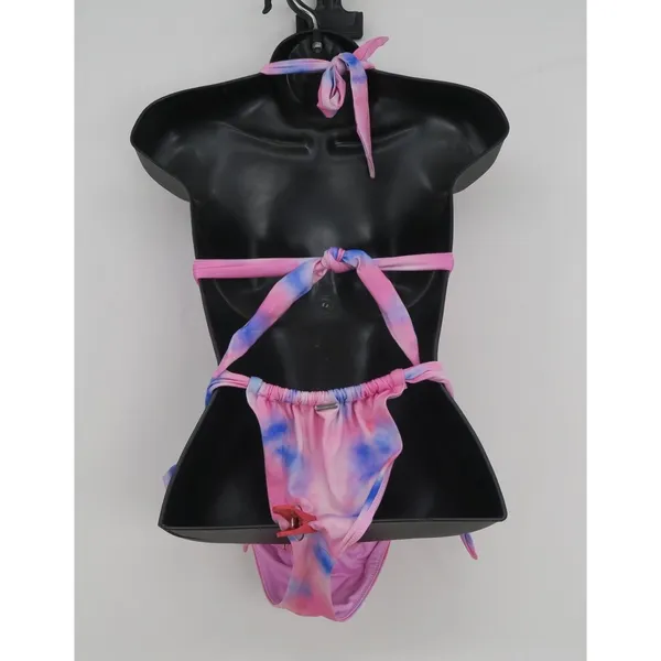 Victoria's Secret Pink Blue‎ Tie Dye Triangle Bikini Set Size Medium - Image 2