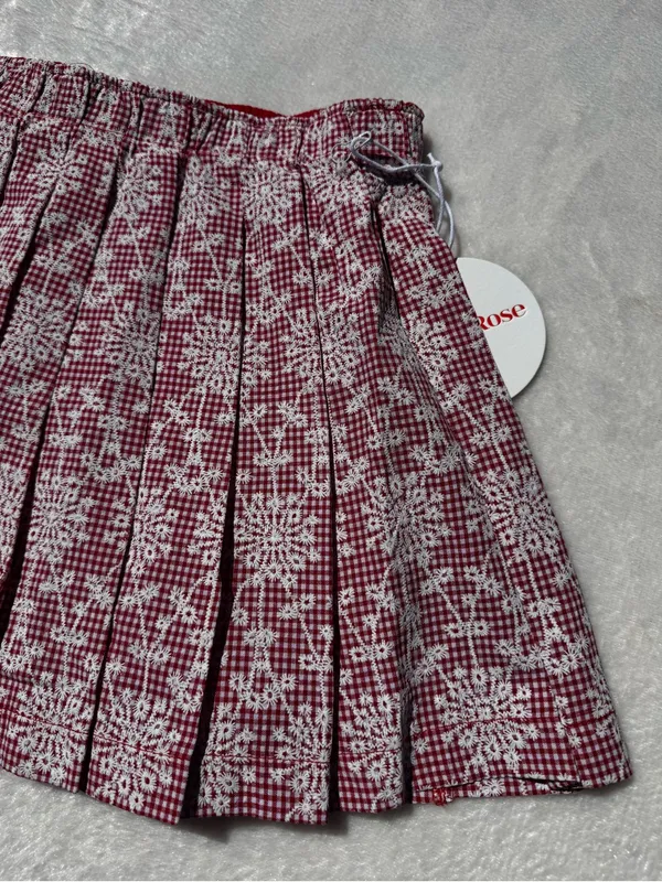 Bailey Rose Gingham Lace Print Pleated Mini Skirt Size Small - Image 10