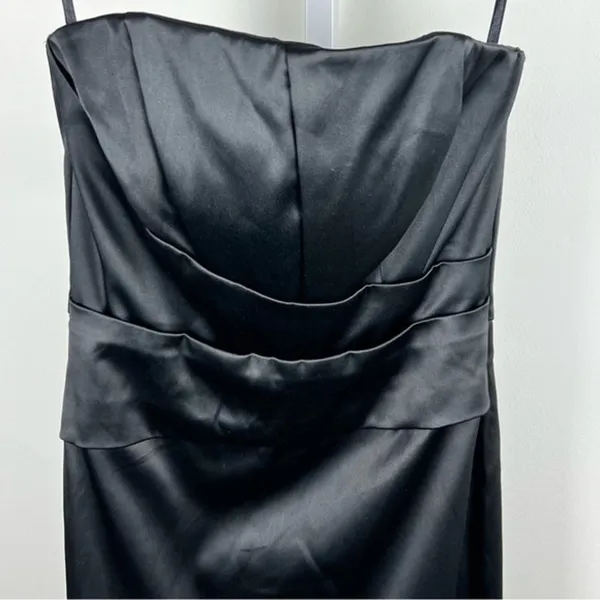 White House Black Market Black Satin Strapless Pleated Mini Dress Size 2 - Image 11