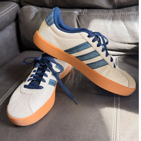 Adidas VL Court 3.0 Sneakers White Night Indigo Bandana Gum Bottom IH4809 Size 9 - Image 2