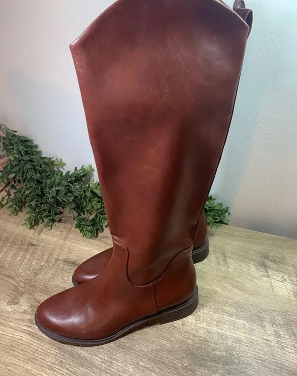 Nordstrom Rack Riding Boots Size 7M Brown Winter Holiday Ladies Knee High - Image 6