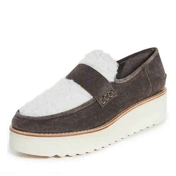 Vince Shearling Zola Suede Slip On Platform Loafer 6.5 - Image 3