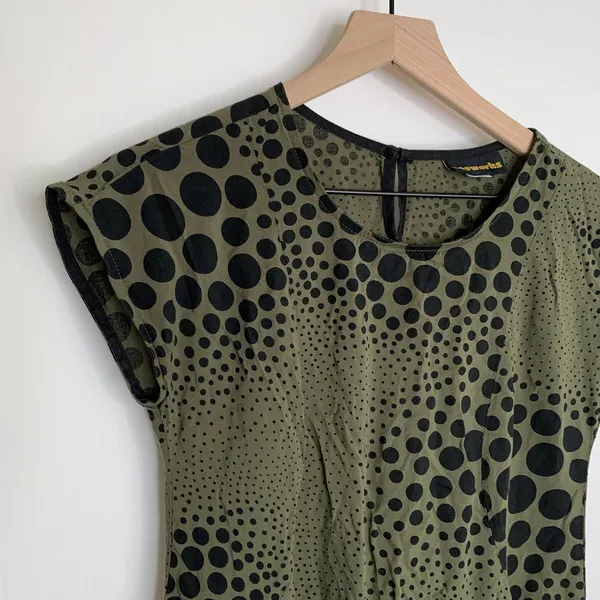 Nooworks Size Small Olive Green and Black Babydoll Dress - Image 5