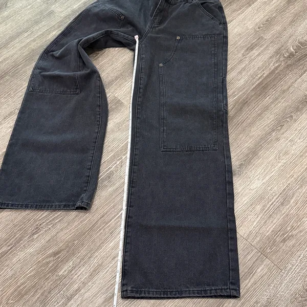 Edikted Ayla Low Rise Wide Leg Carpenter Jeans black wide leg medium - Image 6