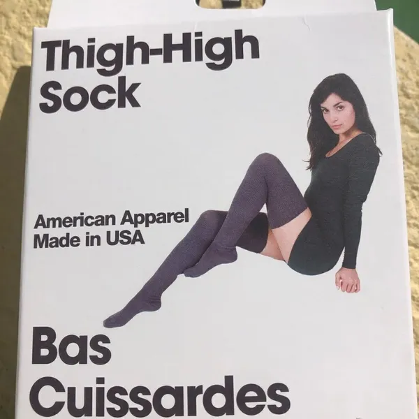 New American Apparel Black Thigh High Socks vintage original tall Y2K 2000s rare - Image 4