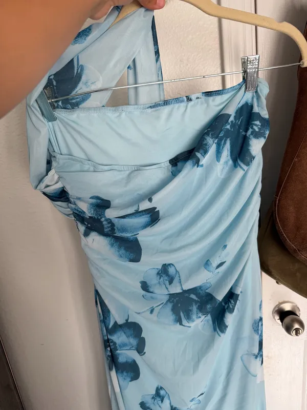 Summer Floral Formal Wedding Guest Dress Strapless Tube Dress with Scarf Summer Cocktail Long Maxi Dresses - Image 4