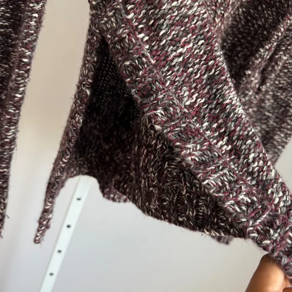 Madewell Cable Knit Sweater Burgundy‎ Gray Ivory Women's Size M Medium - Image 5