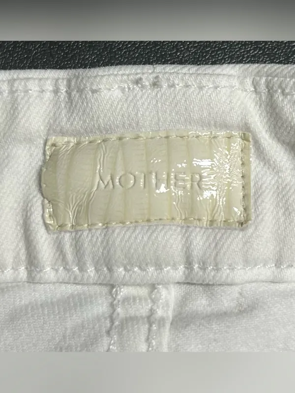 MOTHER Size 26 High Waisted Looker Dagger Ankle Fray Jeans Glass Slipper White - Image 2