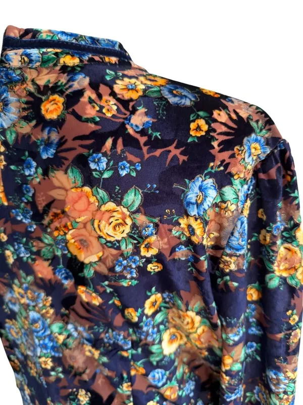 DALIA MACPHEE High Neck Velvet Floral Long Sleeve Dress Size XL - Image 8