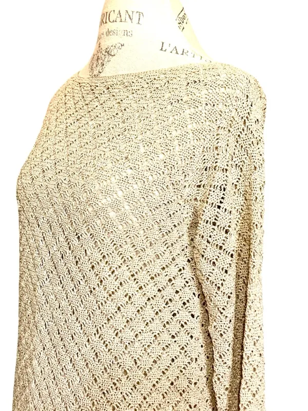MAG Gold Knit Oversized Boatneck Sweater Sz XS - Image 8