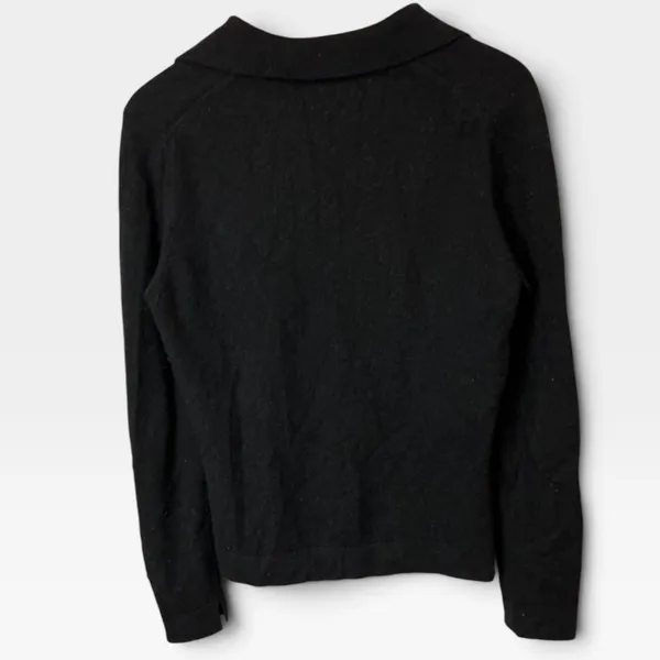 Charter Club Black 100% Cashmere 2-Ply Polo V-Neck Sweater Womens Medium - Image 3