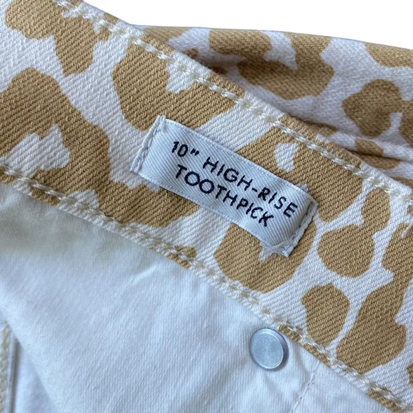 💎 J CREW Skinny Jean Womens Sz 28 Toothpick High Rise Tan Leopard Safari Jungle - Image 4