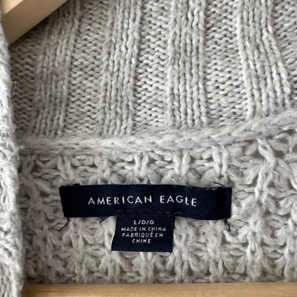 American Eagle Gray Waffle Knit Mock Neck Sweater Dress Long Sleeve‎ - Image 9