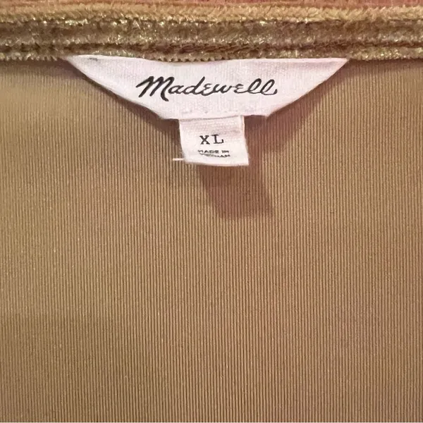Madewell Velvet Smocked Crossover Wrap-Style Top Blouse in‎ Antique Gold Size XL - Image 15