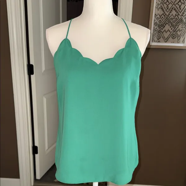 J CREW Green Scallop-Edge Camisole Top Size 6 - Image 8