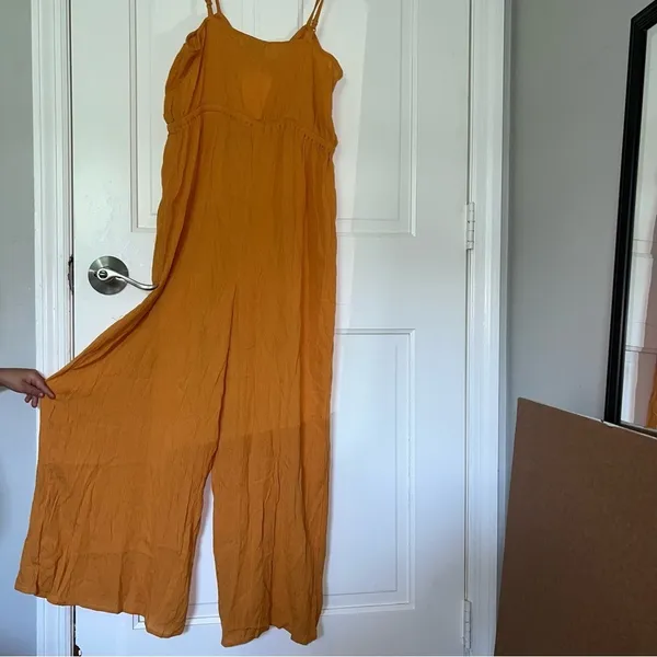 ASOS DESIGN cami jumpsuit with gathered bodice detail mustard size 10 - Image 14