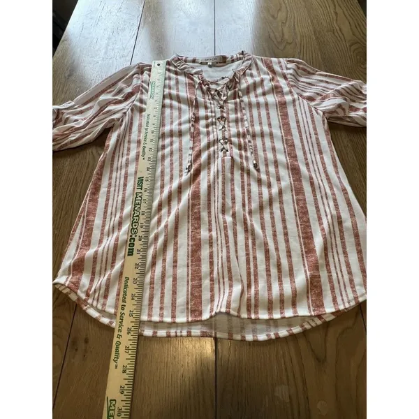 Eden & Olivia Shirt Size Large Striped‎ Tunic Boho Peasant Hippie Preppy - Image 4