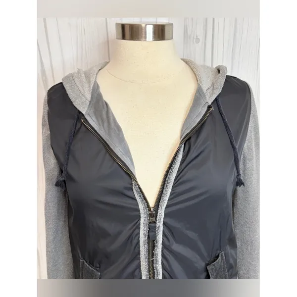 FREE PEOPLE Mixed Media‎ Full Zip Windbreaker Sweatshirt Hoodie, Medium - Image 4