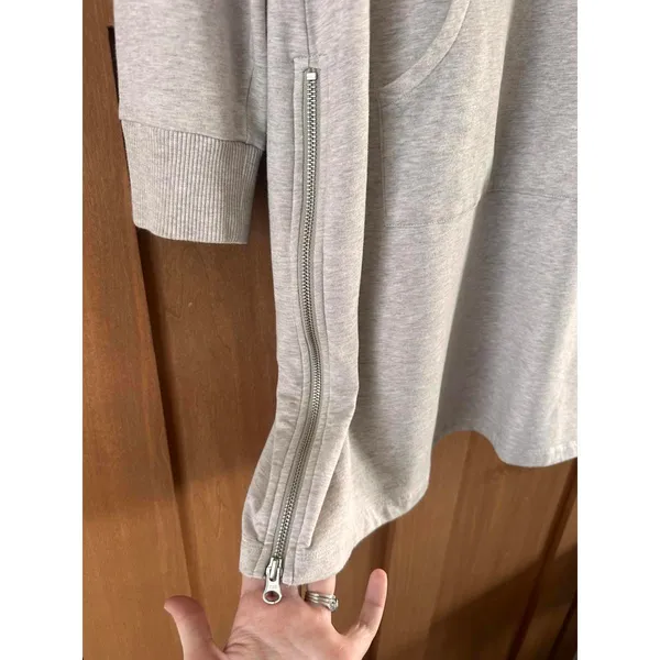 Garnet Hill Trainer Hooded Sweater Mini Dress Oatmeal Beige Women’s size Small - Image 5