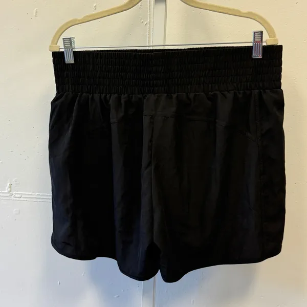 NWT AWLGUG Women's Black Smocked High Waist Athletic Running Shorts XL Pocket - Image 2