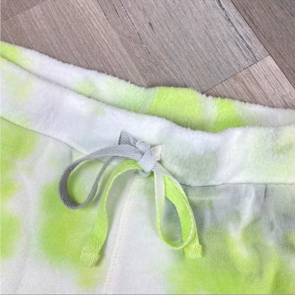 Free People Kelly Sweat Shorts Tie Dye‎ Citron Green Gray X Small - Image 5