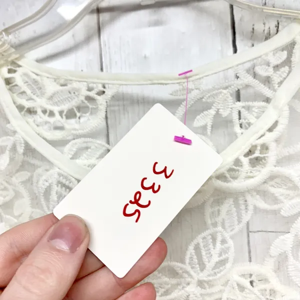 Unbranded Floral Lace Sheer Mesh Top‎ Womens Size M White Boho Rose Crochet - Image 5