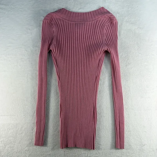 VTG‎ Y2K Its Our Time S Small Sweater Rib V-Neck Coquette Retro Preppy 90s Twee - Image 9