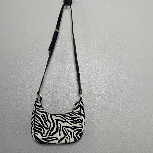 Y2K Zebra Print Crossbody Shoulder Bag 2000s McBling Bratzcore Animal Print Boho - Image 5