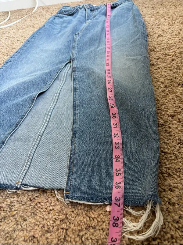 Denim Midi Skirt with Front Slit - Image 5