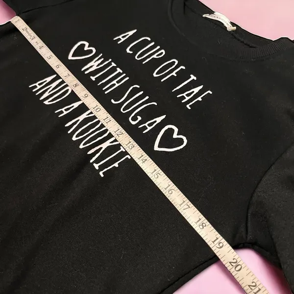 BTS Kpop Quote Black Long-Sleeve Fleece Pullover Crewneck Sweatshirt - Image 7