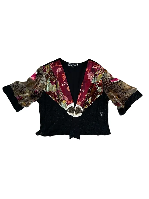 Vintage Spencer Alexis Velvet Silk Burnout Embroidered Kimono Whimsygoth Artsy - Image 6