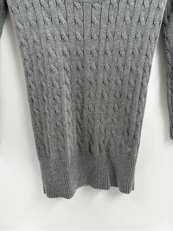 American Eagle y2k 90s 2000s grey long sleeve cable knit sweater size small - Image 4