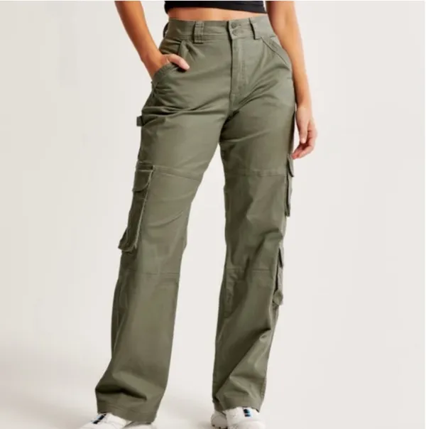 Abercrombie and Fitch ANF Khaki Army Green Cargo Pants - Image 3