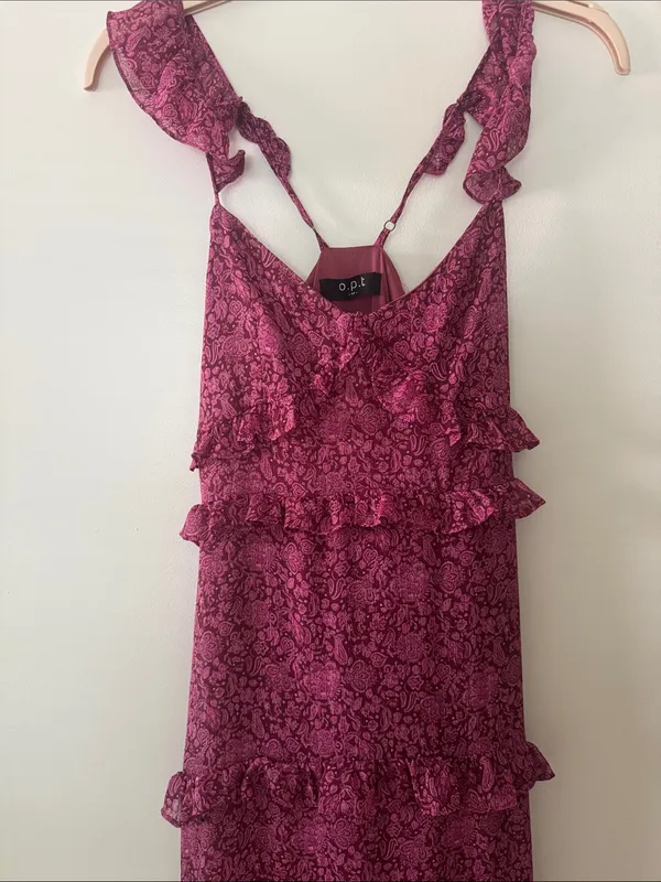 o.p.t. Ruffled Floral Lace Maxi Dress in Berry - Image 3