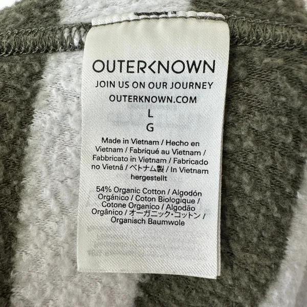 Outerknown High Tide Striped Terry Shorts Green White‎ Lounge Organic Cotton L - Image 5