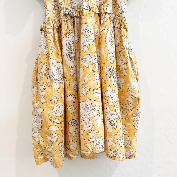 Dress Size Small Yellow Floral V Neck Ruffle Flowy‎ Summer Pocket Festival Boho - Image 3
