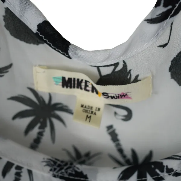 Miken Swim Cold Shoulder‎ Swim Cover Up Women M White Flamingo Tassel Coastal - Image 6