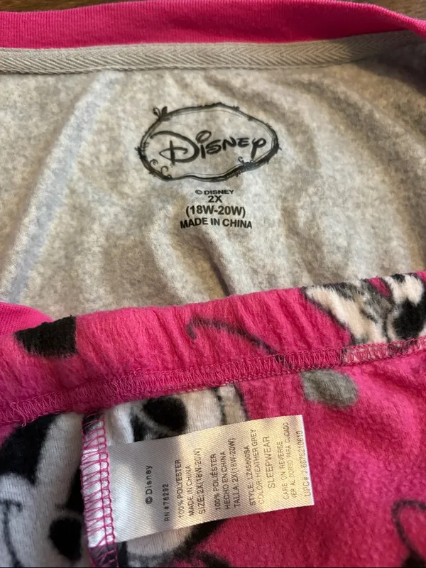 Disney 2X Minnie Mouse Gray Top and Matching Pants Pajama Set - Image 2