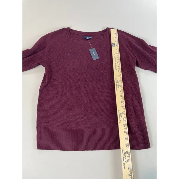 American Eagle Sweater Size S Burgundy Knit Crew Neck Long Sleeve Rib Trim NWT - Image 5