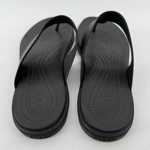 Crocs Tulum Flip Flop Sandal Black Women 9 Slip On Casual Comfy Beach Vacay - Image 4