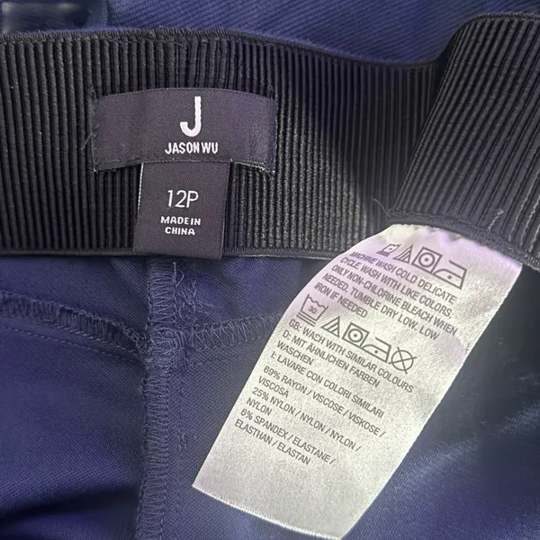 Jason Wu Blue Ponte Knit Pintuck Pants Size 12 P Pull On‎ Ankle Preppy Office - Image 3