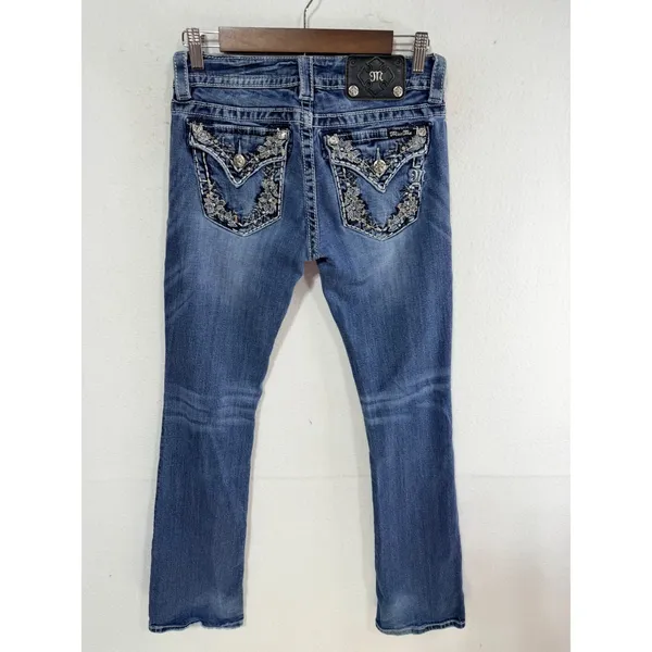 Miss Me Jeans Signature Bootcut Embellished Women's 28 Blue JP7087B Western Boho - Image 2