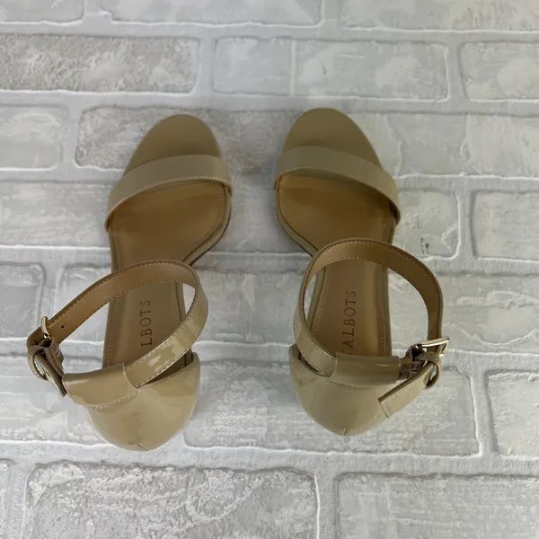 Talbots Heels Womens 8 Nude Patent‎ Leather Ankle Strap Kitten Open Toe Classic - Image 4