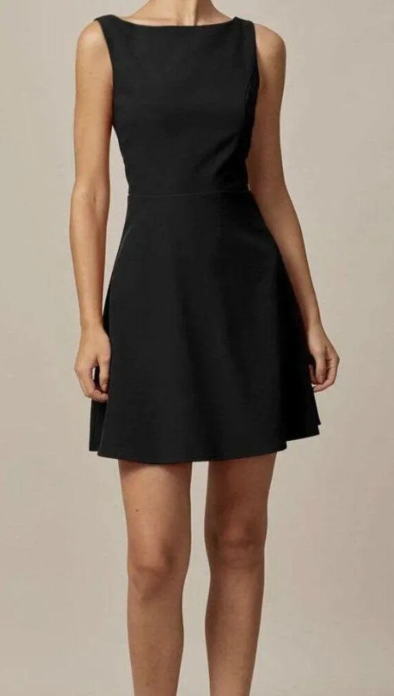 RIHOAS The Black Boat Neck High Waisted Mini Dress 14 - Image 4