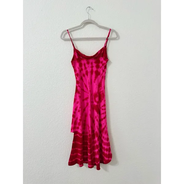 Amanda Uprichard Ansonia Tie Dye Asymmetrical Mini Dress Pink Orange Size Small - Image 3